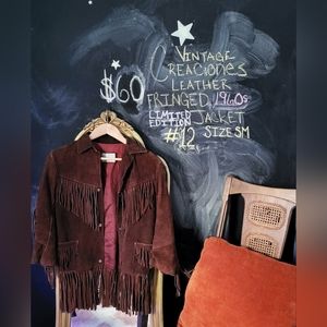 Vintage 1960s Creaciones Leather Fringed Jacket